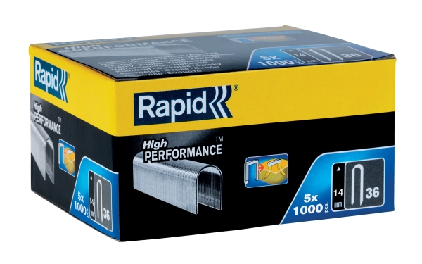 Rapid Nr. 36 Kabelklammer 14 Mm, Hæftepakker, 1,4 Cm, 5000 Hæfteklammer, Metallic, Rapid, R36