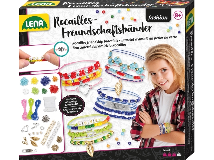 Lena 42721, Smykkefremstillingssæt Til Armbånd Til Børn, 8 År, Flerfarvet