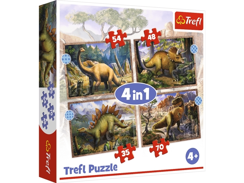 Puzzle 4-In-1 Neugierige Dinosaurier