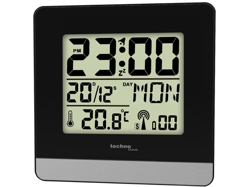 Technoline Wt 2600, Digital Alarmur, Rektandel, Sort, Sølv, Indendørs, 12/24H, F, °C