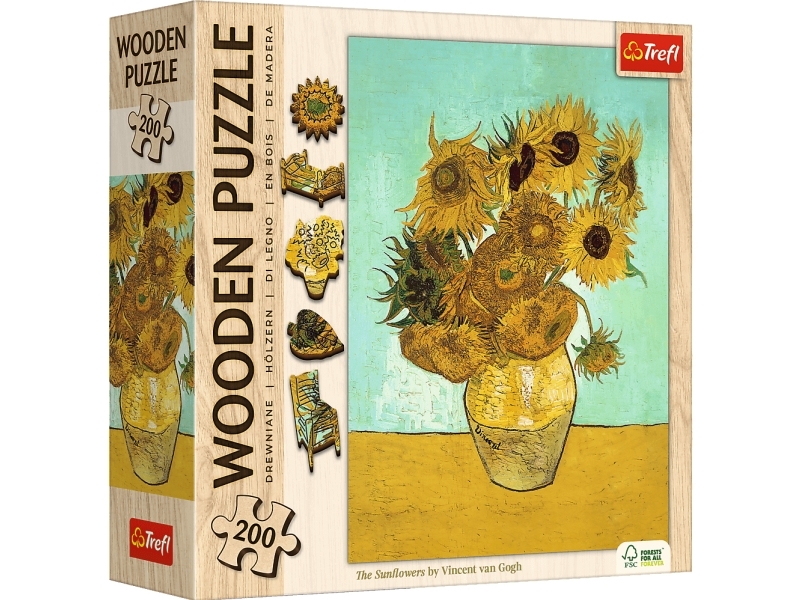 Trefl Holzpuzzle 200 Elemente Sonnenblumen Vincent Van Gogh