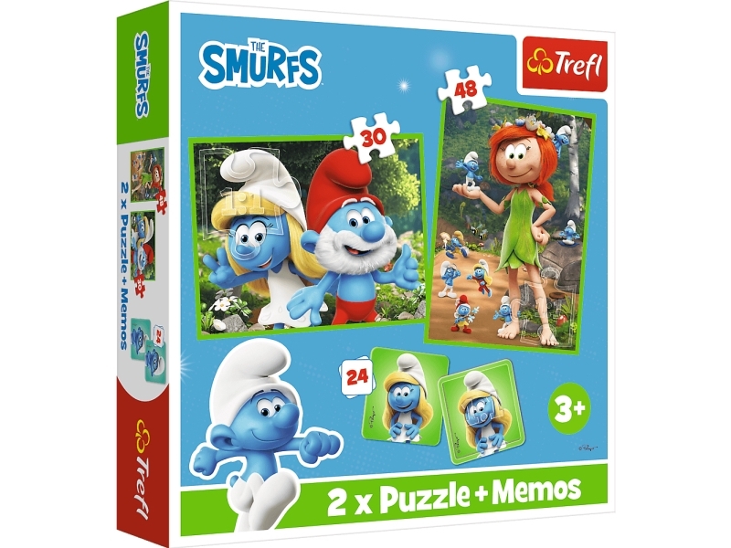Trefl Puzzle 2In1 + Memory Merry Smurf Plays - Insgesamt 78 Elemente