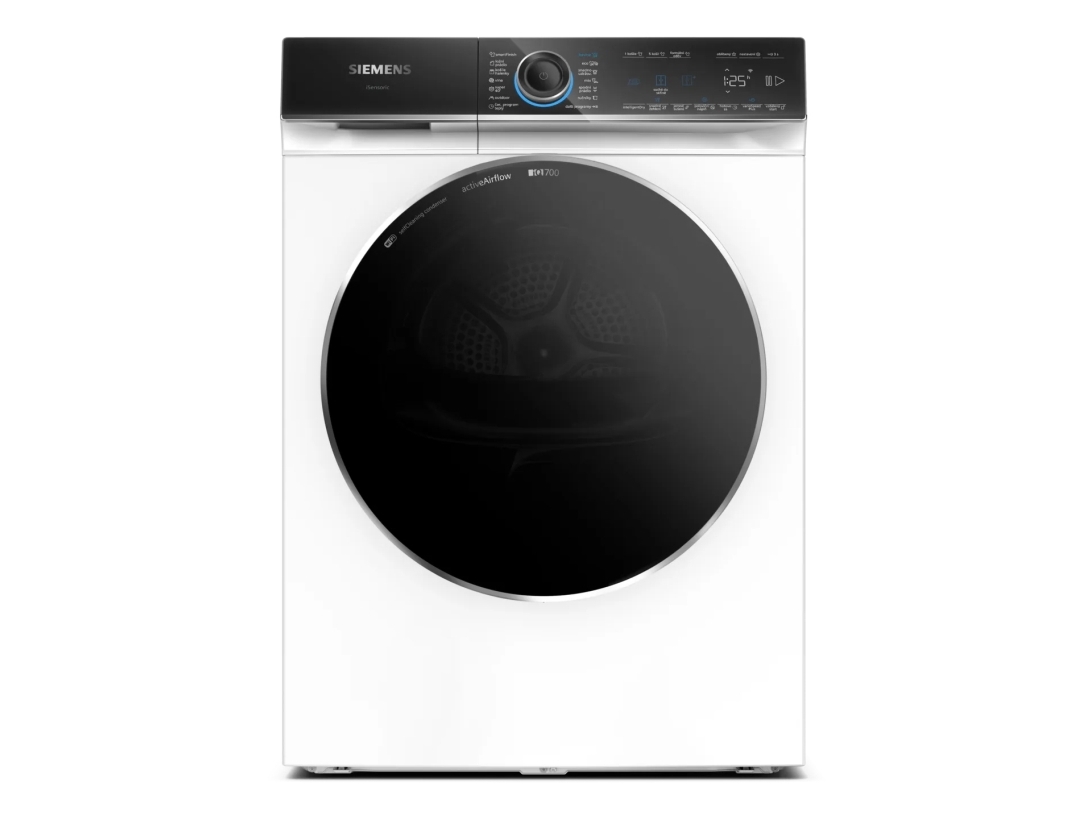 Siemens WR47B2C40, Vapaasti seisova, Edestä täytettävä, Lämpöpumppu, Valkoinen, Rotaatio, Kosketus, Oikea