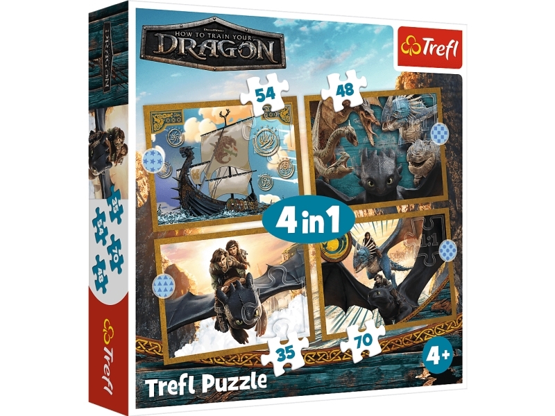 Puzzle 4In1 Drachentage Howtotrainyourdragon 34678