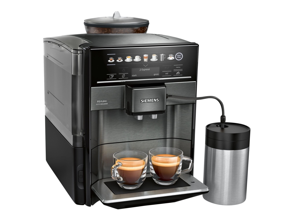 Siemens Eq.6 Plus Extraklasse Te657f09de - Automatisk Kaffemaskine Med Mælkeskummer - 19 Bar - Mørk Inox