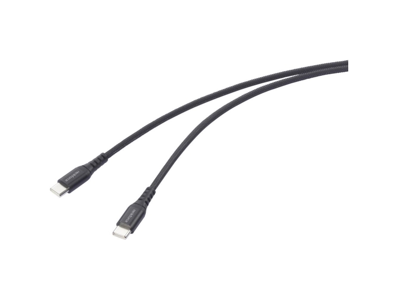 Renkforce Usb-Kabel Usb 2.0 Usb-C Stik, Usb-C Stik 1.00 M Sort Ekstremt Fleksibelt, Særdeles Robust Polstring Rf-6872330