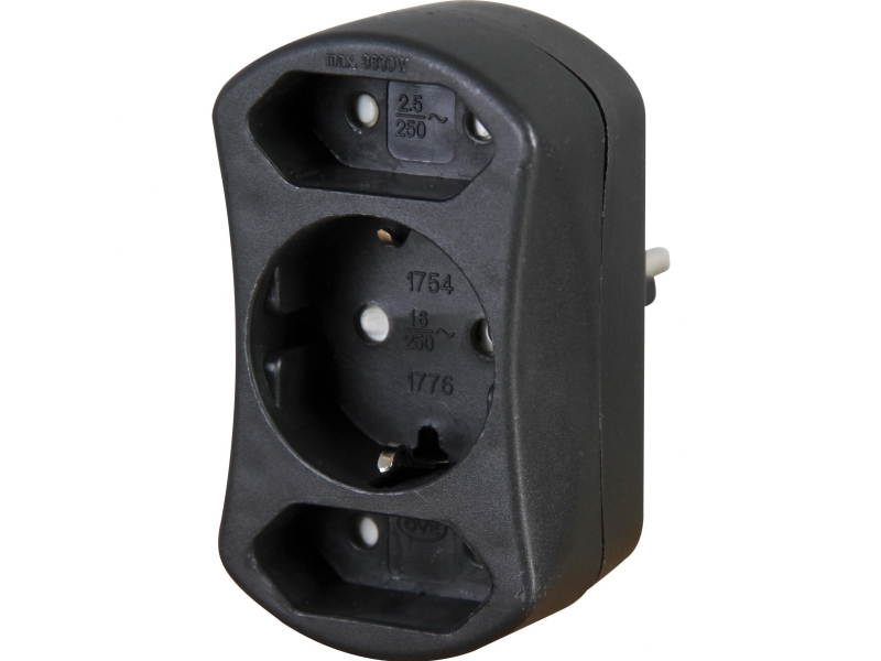 Kopp 177605002, Lige, Lige, 250 V, 16 A, Sort, Hanstik/Hunstik