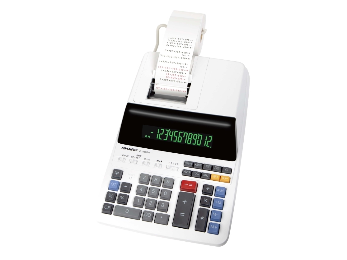 Sharp EL-2607LG, Skrivbord, Utskrift, 12 siffror, AC/Batteri, Svart, Vit | Kontorsmaskiner - Räknare - Utskriftskalkylator | GameStuff