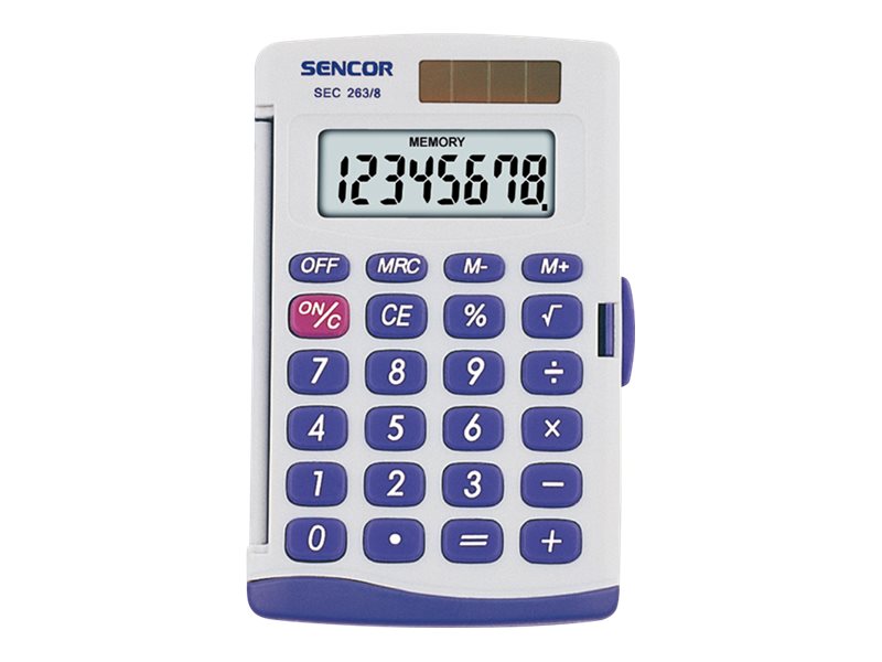 Sencor Sec 263/8, Tasche, Einfacher Taschenrechner, 8 Ziffern, 1 Zeilen, Batterie/Solar, Grau