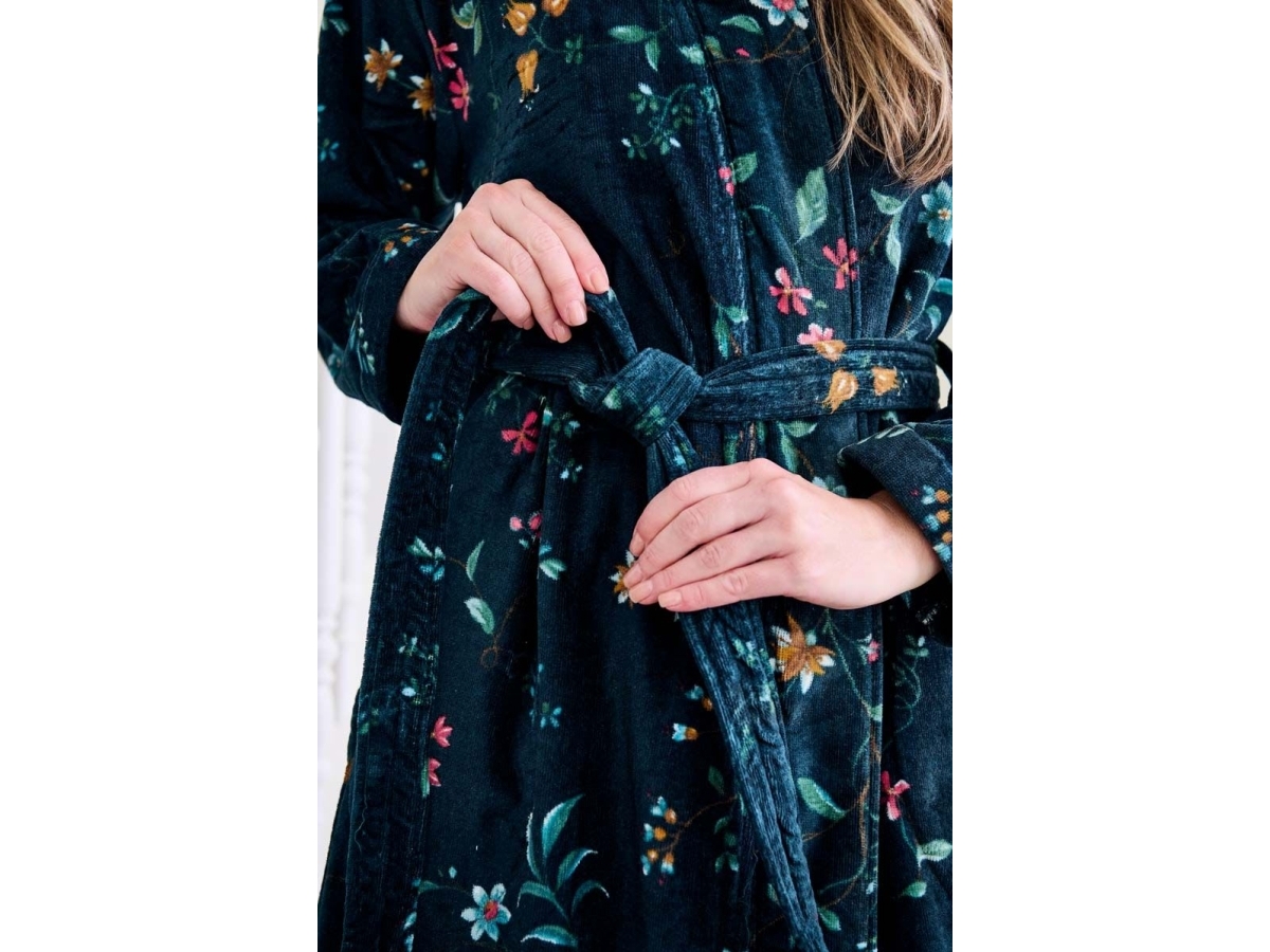 Pip Studio Pip Studio Bathrobe Les Fleurs Dark Blue L