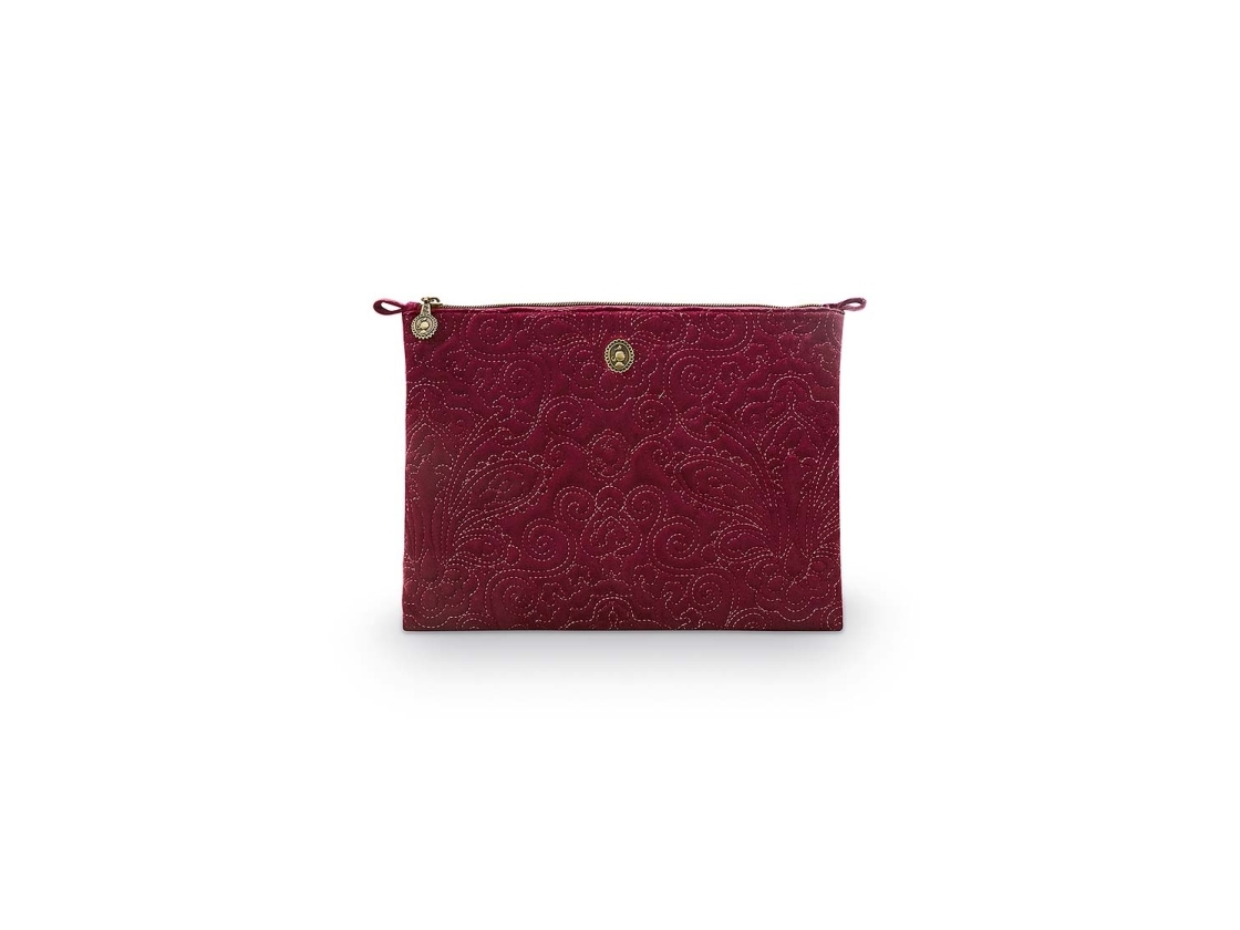 Pip Studio Cosmetic Flat Pouch Large Velvet Quiltey Days Red 30X22x1cm