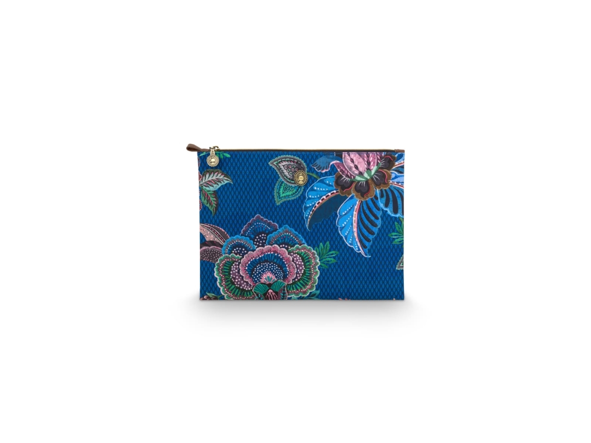 PIP Studio Charly Cosmetic Flat Pouch Large Cece Fiore Blue 30x22x1cm | Utomhus - Väskor & Resväskor - Dokumentväskor | GameStuff