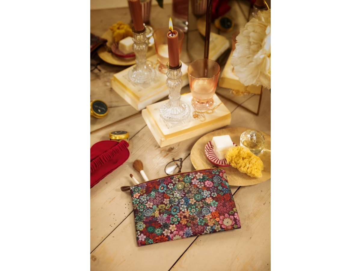 PIP Studio Charly Cosmetic Flat Pouch Medium Tutti i Fiori Pink 24x15.5x1cm