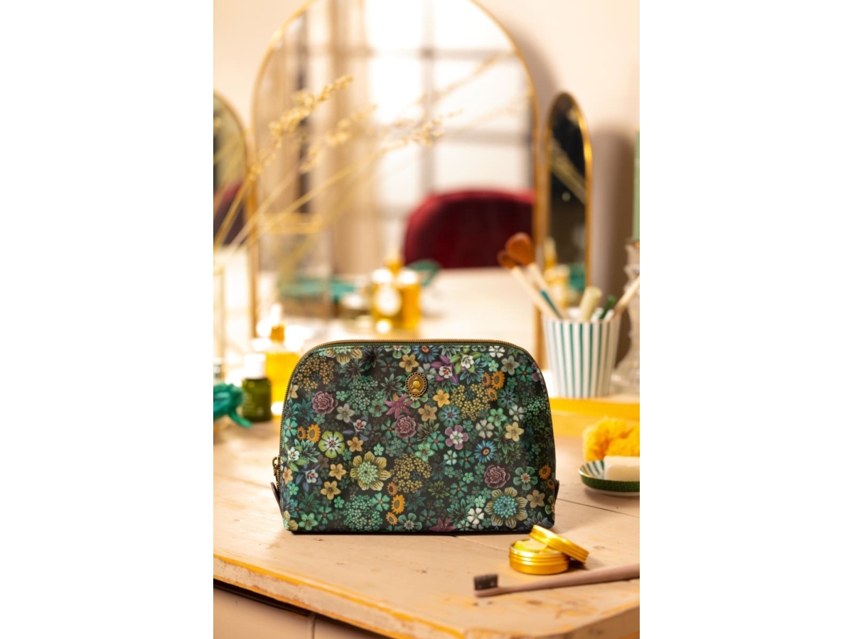 PIP Studio Coby Cosmetic Bag Triangle Medium Tutti i Fiori Green 24/17x16.5x8cm