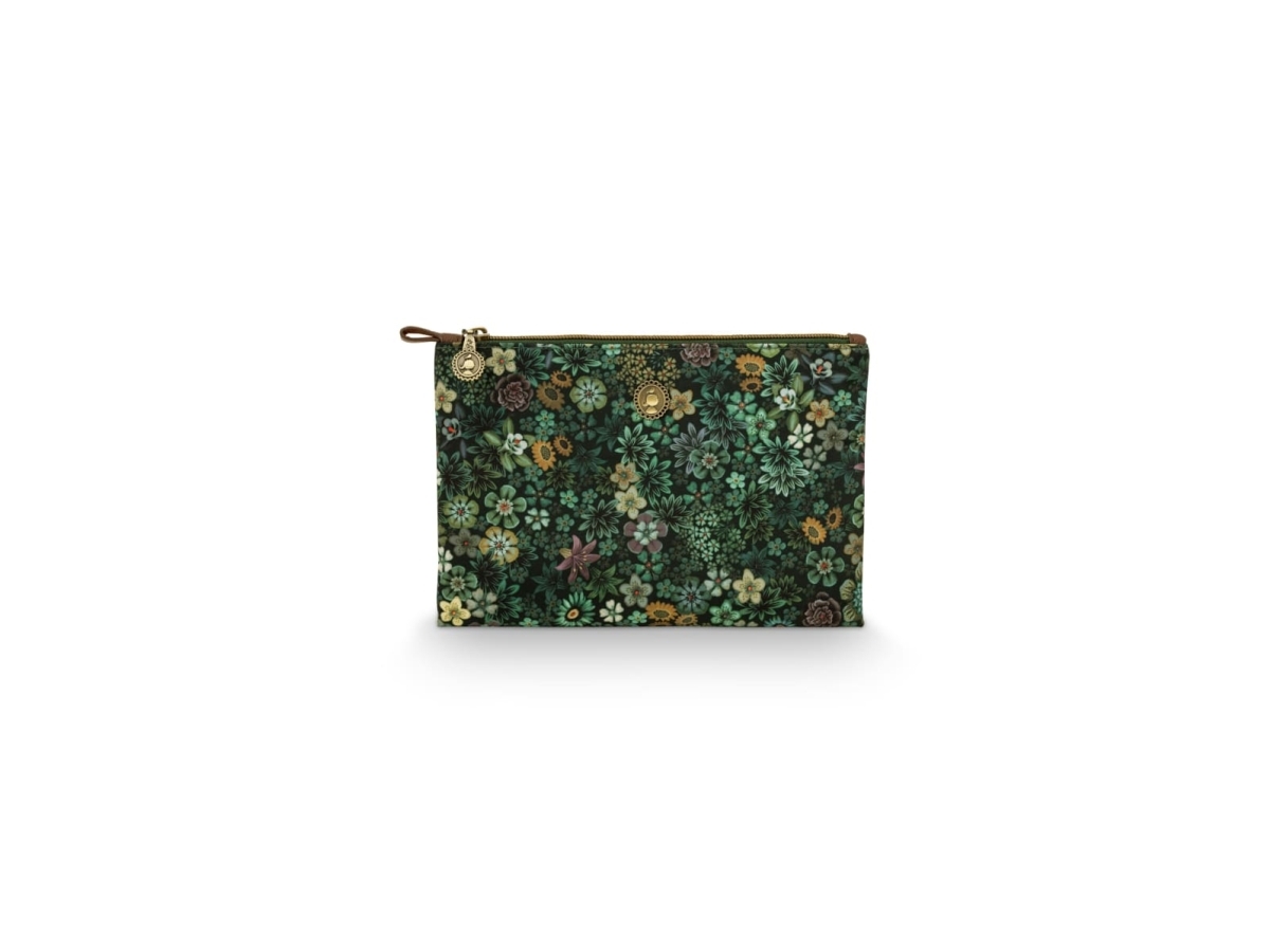 PIP Studio Charly Cosmetic Flat Pouch Medium Tutti i Fiori Green 24x15.5x1cm | Utomhus - Väskor & Resväskor - Toalettpåsar | GameStuff