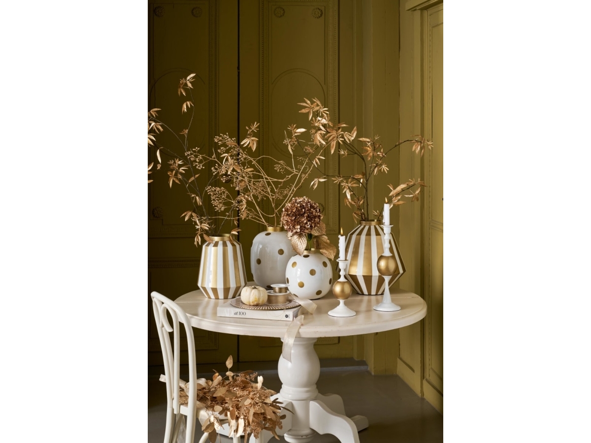 Vase Dots HvitGull 23cm