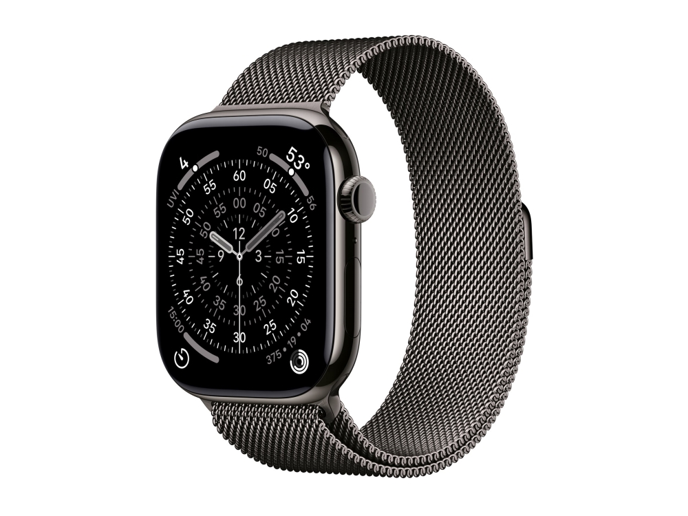 Apple Watch Series 11 Gps + Cellular 46Mm Slate Titanium Case With Slate Milanese Loop - M/L, Oled, Touchscreen, 64 Gb, Wi-Fi, Gps (Satellite), 43.1