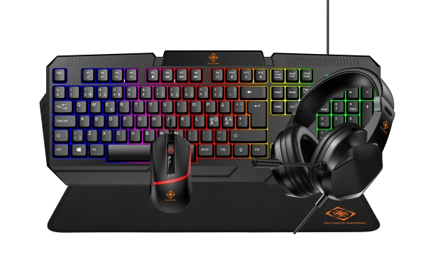 Deltaco_gaming 4-in-1 Gaming Kit, Headset, Keyboard, Mice, Mousepad