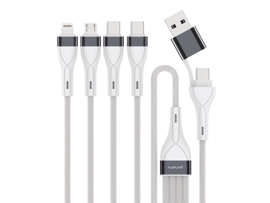 4Smarts 541299, 0,25 M, Usb C, Usb C/Micro Usb-A/Lightning, Sølv, Hvid