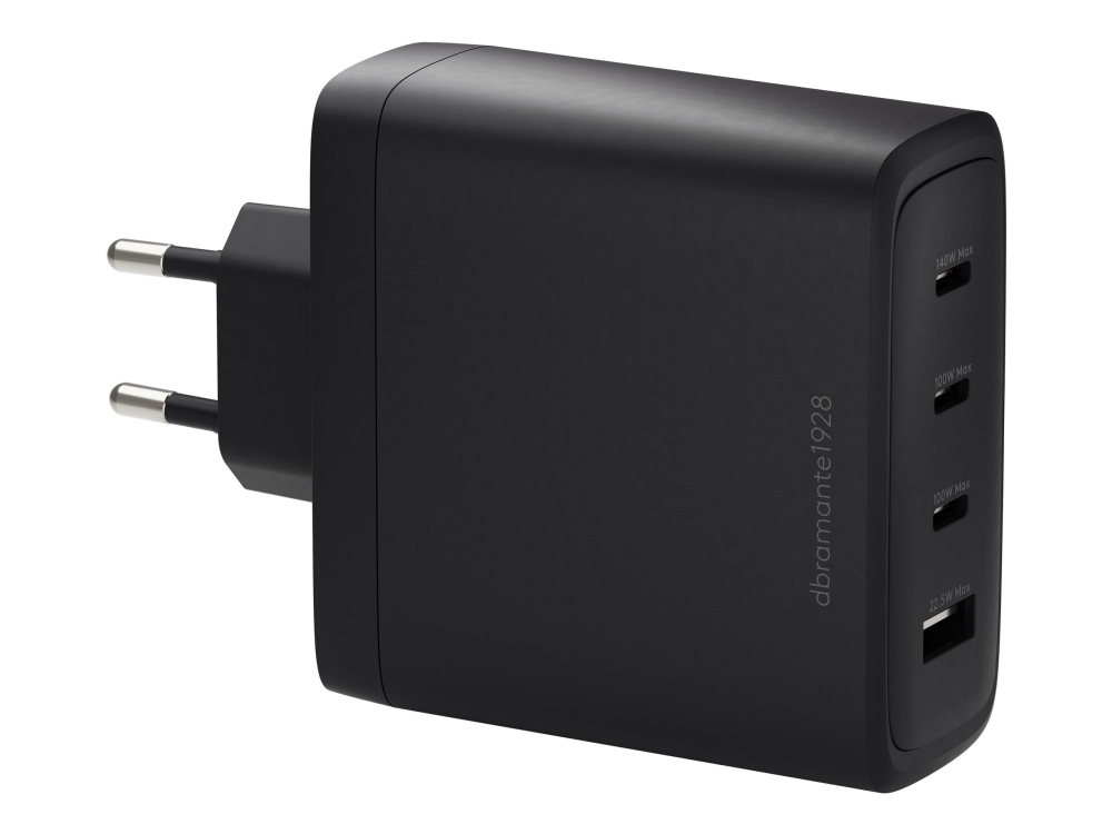 Dbramante1928 Re-Charge - Strømforsyningsadapter - 140 Watt - 4 Output-Stikforbindelser (3 X Usb-C, Usb) - Sort