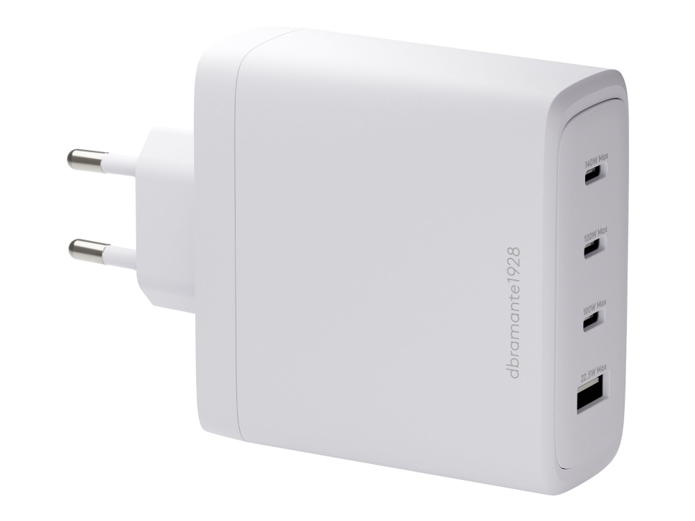 Dbramante1928 Re-Charge - Strømforsyningsadapter - 140 Watt - 4 Output-Stikforbindelser (3 X Usb-C, Usb) - Hvid