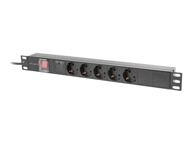 PDU 19 LANBERG 19 LANBERG RACK POWER STRIP 1U 16A 5X 230V SCHUKO 2M MUSTA