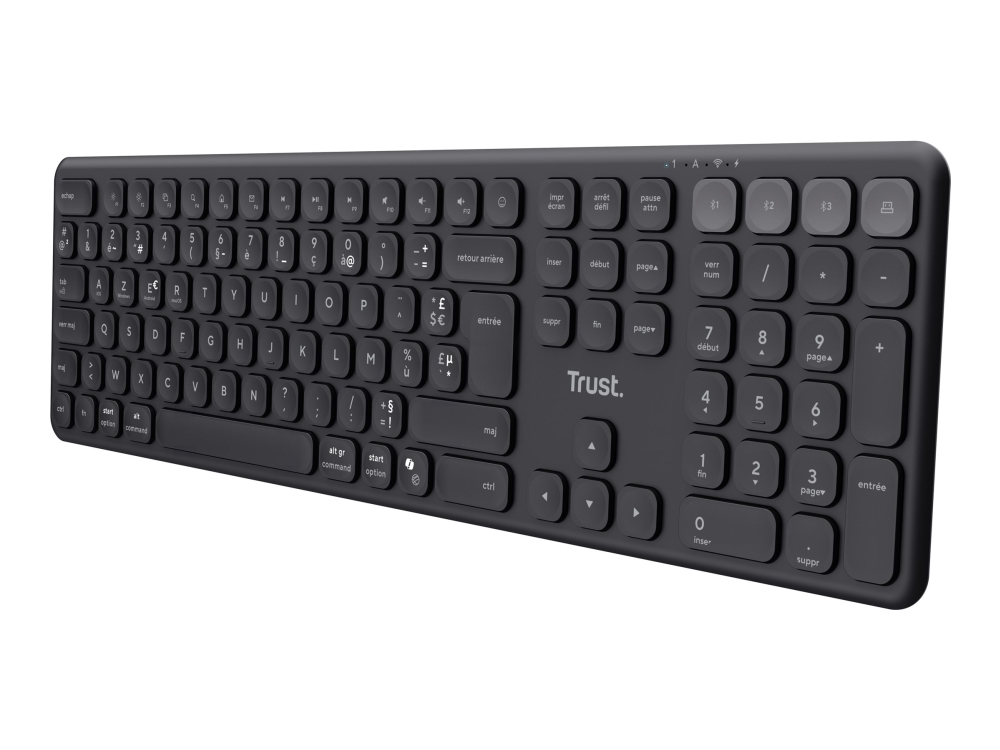 Trust Vaiya - Tangentbord - fleranvändarenhet - full size - trådlös - 2.4 GHz, Bluetooth - QWERTY - amerikansk - svart | Datorer & Surfplattor - Datorer - tillbehör - Tangentbord | GameStuff