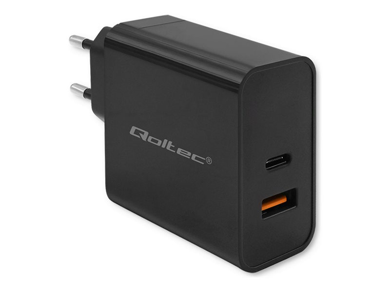 Qoltec Super Quick Pd - Usb-C Strømadapter - 2,4-4,35A, 5-20V - Ac 220-240 V - 90 Watt - Sort