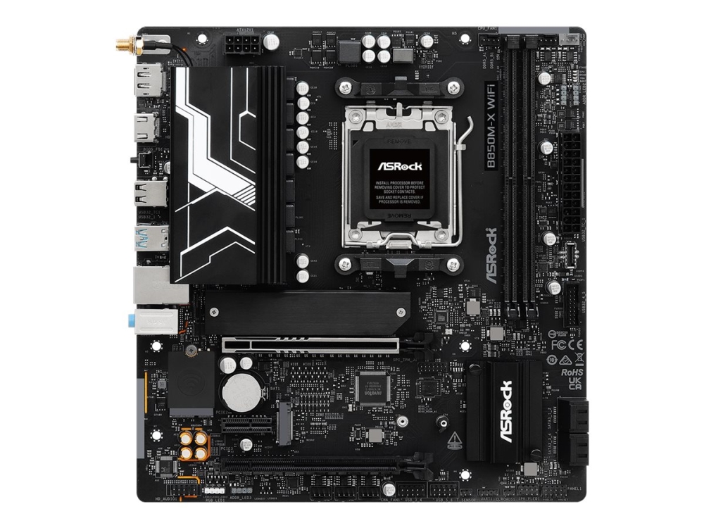 ASRock B850M-X WIFI R2.0 - Moderkort - micro ATX - Socket AM5 - AMD B850 Chipuppsättning - USB-C 3.2 Gen 1, USB 3.2 Gen 1 - 2.5 Gigabit LAN, Wi-Fi 6E, Bluetooth - inbyggda grafiken (CPU krävs) - HD-ljud (8 kanaler) | Datorkomponenter - Moderkort - AMD Moderkort | GameStuff