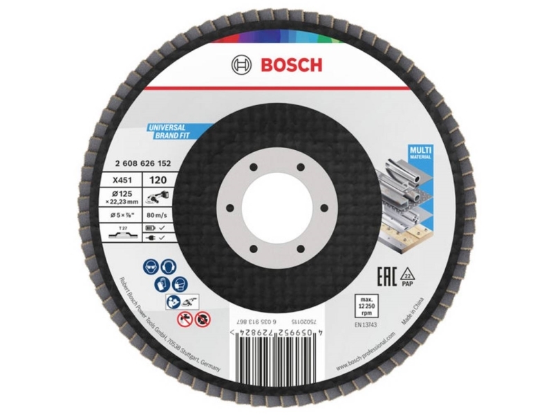 Bosch Accessories 2608626152 Metallscheibe Zum Schleifen, Durchmesser 125 Mm, Körnung 120, 1 Stk
