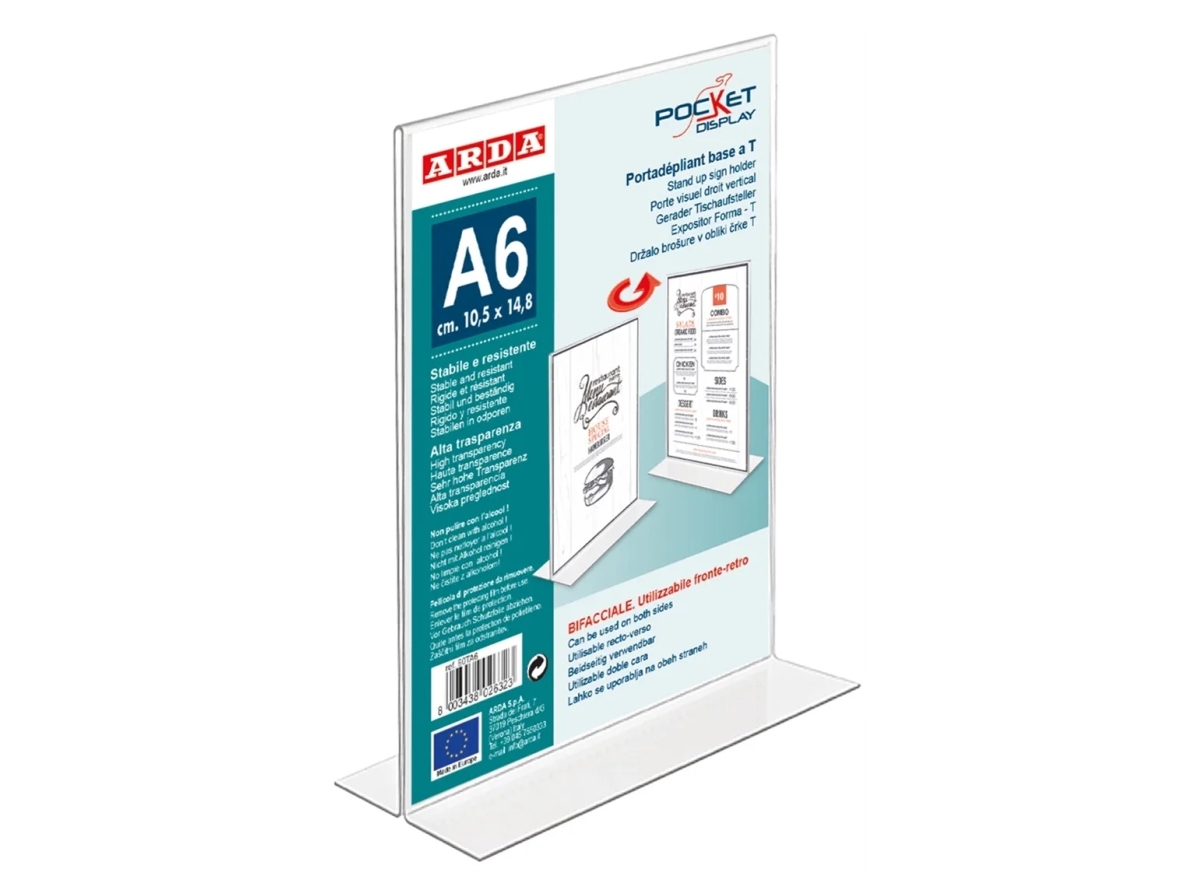 ARDA 80TA6, Transparent, A6, Universal, 105 mm, 148 mm | Möbler - Tillbehör - Broschyrhållare | GameStuff