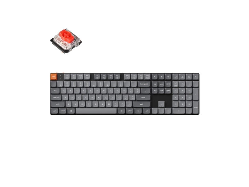 Keychron K5 Max, Fuld Størrelse (100 %), Kabel & Trådløs, Usb + Rf Wireless + Bluetooth, Mekanisk, Led, Sort, Grå