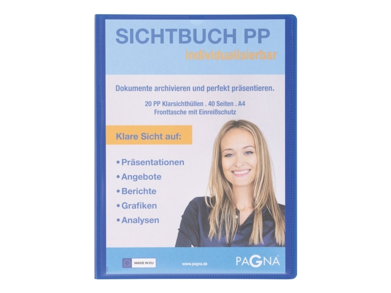 Pagna 21011-07, Project Folder, A4, Polypropylen (Pp), Blå, 40 Ark, 20 Lommer