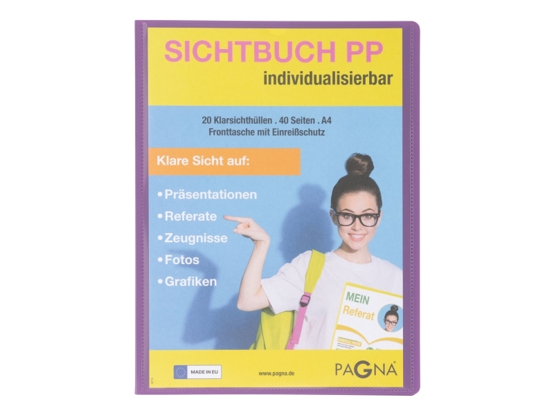 Pagna 21013-12, Project Folder, A4, Polypropylen (Pp), Violet, 40 Ark, 20 Lommer
