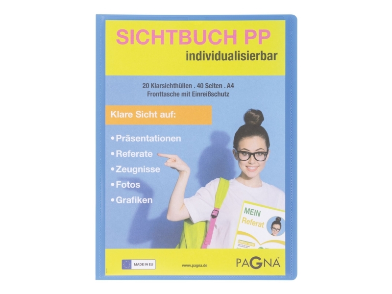 Pagna 21013-13, Project Folder, A4, Polypropylen (Pp), Lyse Blå, 40 Ark, 20 Lommer