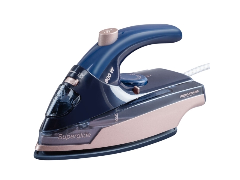 Proficare Pc-Db 3125, Steam Iron, Ceramic Soleplate, Blue, Rose, 0.04 L, Built-In, 800 W