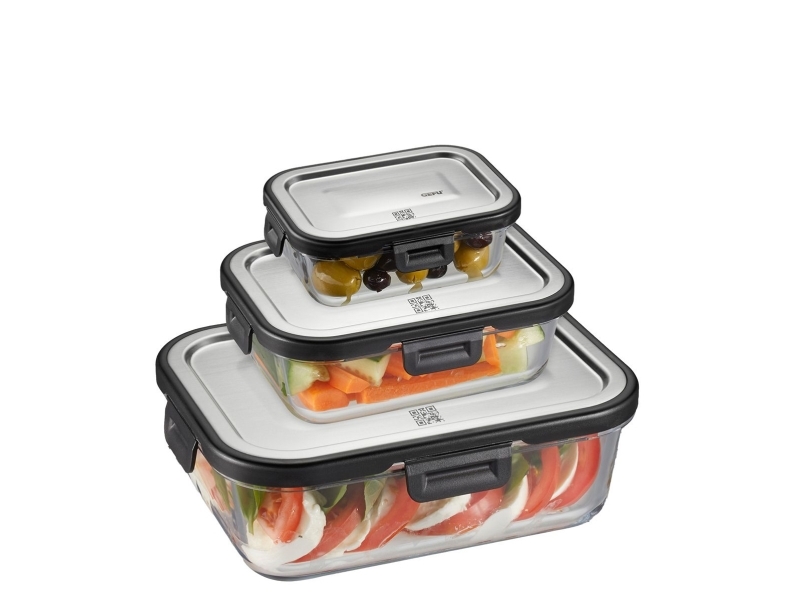 GEFU 12799, Setti, Suorakulmainen, Läpinäkyvä, Borosilikaattilasi, Muovi, Silikoni, Ruostumaton teräs, 300 °C, -20 - 300 °C