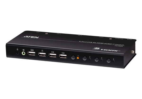 ATEN CS784H, 4096 x 2160 pixlar, 4K Ultra HD, 1,73 W, Svart | Datortillbehör - KVM & Switchar - Switchar | GameStuff