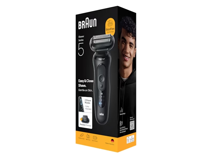 Braun Series 5 52-N1200S, Folie shaver, Sort, Knapper, Batteri, Lithium-Ion (Li-Ion), Indbygget batteri