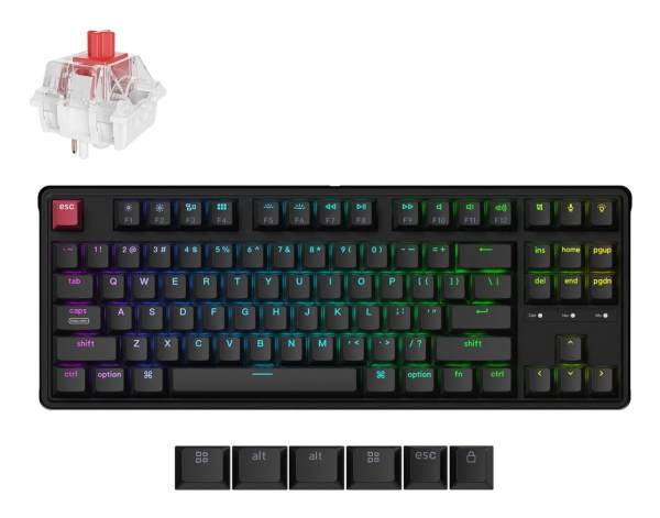 Keychron C3 Pro 8K, Ledningsført, Usb, Mekanisk, Qwerty, Rgb Led, Sort