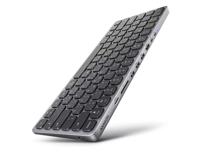 Axagon Hmc-Kb, Ledningsført, Usb, Saksnøglekontakt, Qwerty, Led, Aluminium, Sort