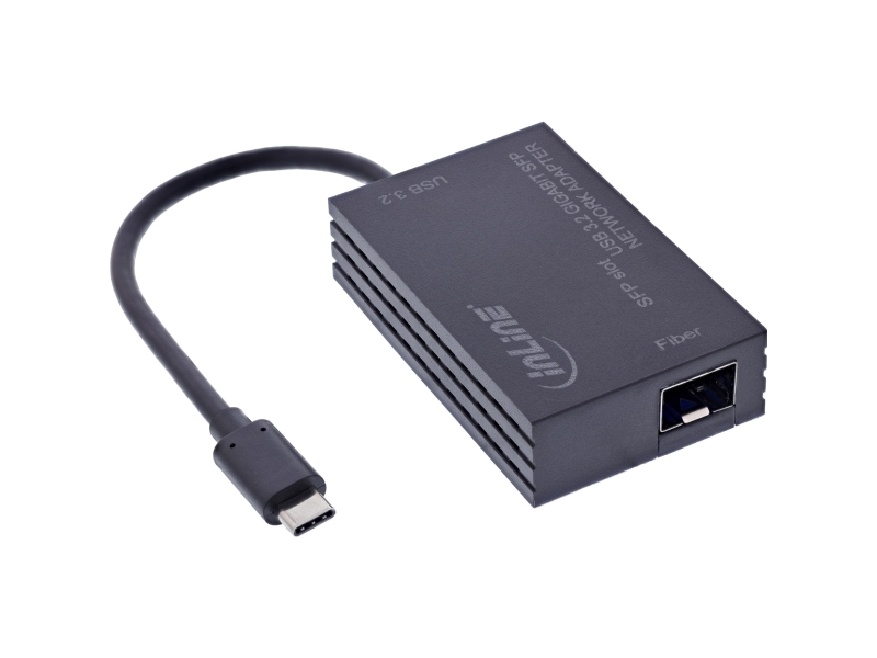 Inline 66659M, Ledningsført, Usb Type-C, Fiber, 1000 Mbit/S, Sort