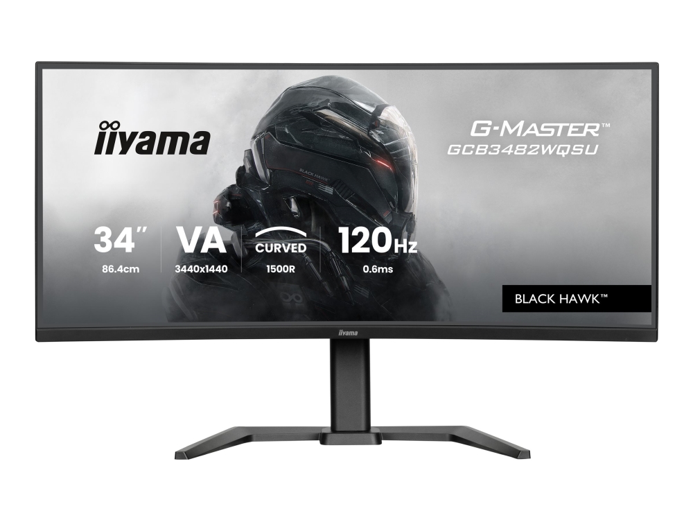 Iiyama Gcb3482wqsu-B1 - Led-Skærm - Gaming - Kurvet - 34" - 3440 X 1440 Wqhd @ 120 Hz - Va - 500 Cd/M² - 3000:1 - 0.6 Ms - 2Xhdmi, Displayport - Højt
