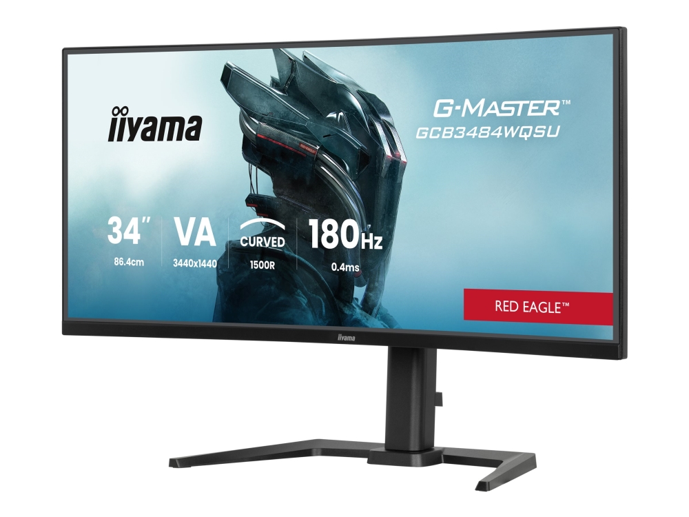 iiyama G-MASTER Red Eagle GCB3484WQSU-B1 - LED-skärm - spel - böjd - 34 (31.4 visbar) - 3440 x 1440 UWQHD @ 180 Hz - VA - 500 cd/m² - 4000:1 - 0.4 ms - 2xHDMI, DisplayPort, 2xUSB-C, 2xUSB - högtalare - svart | Datorer & Surfplattor - Datorer - tillbehör - Bildskärmar | GameStuff