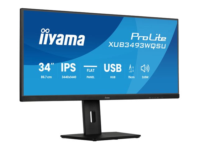 iiyama ProLite XUB3493WQSU-B6 - LED-skärm - 34 - 3440 x 1440 UWQHD @ 120 Hz - IPS - 400 cd/m² - 1000:1 - 1 ms - 2xHDMI, DisplayPort - högtalare - mattsvart | Datortillbehör - Bildskärmar & Tillbehör - Bildskärmar | GameStuff