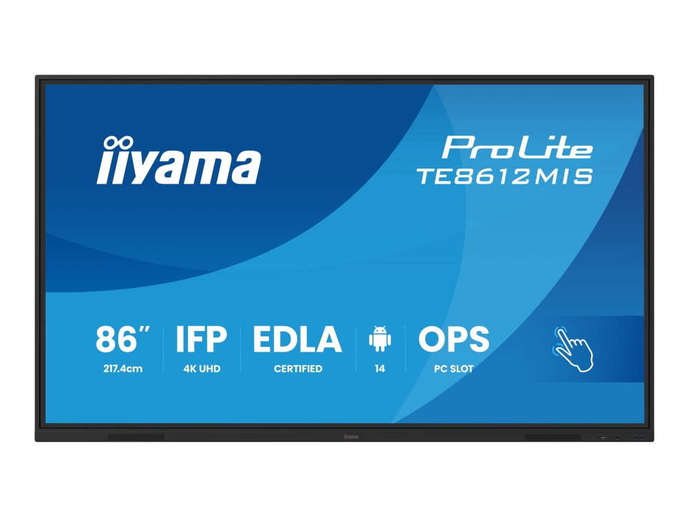 iiyama ProLite TE8612MIS-B4AG - 86 Diagonal klass (85.6 visbar) LED-bakgrundsbelyst LCD-skärm - interaktiv digital skyltning - med pekskärm (multi-touch) / PC-anslutning som tillval - 4K UHD (2160p) 3840 x 2160 - Direct LED - svart (ram), matt finish - med iiyama WiFi-modul (OWM002) | Datortillbehör - Bildskärmar & Tillbehör - Publika skärmar | GameStuff