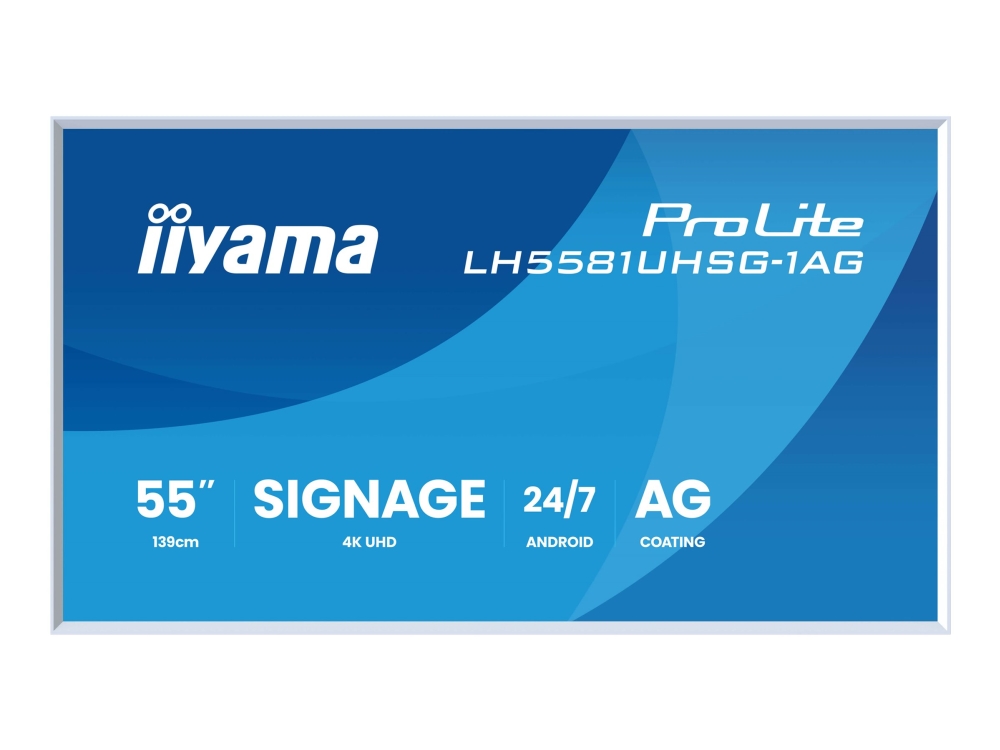 iiyama ProLite LH5581UHSG-1AG - 55 Diagonal klasse (54.6 til at se) LED-bagbelyst LCD paneldisplay - digital skiltning - med indbygget SoC medieafspiller - 4K UHD (2160p) 3840 x 2160 - hvid ramme, mat finish
