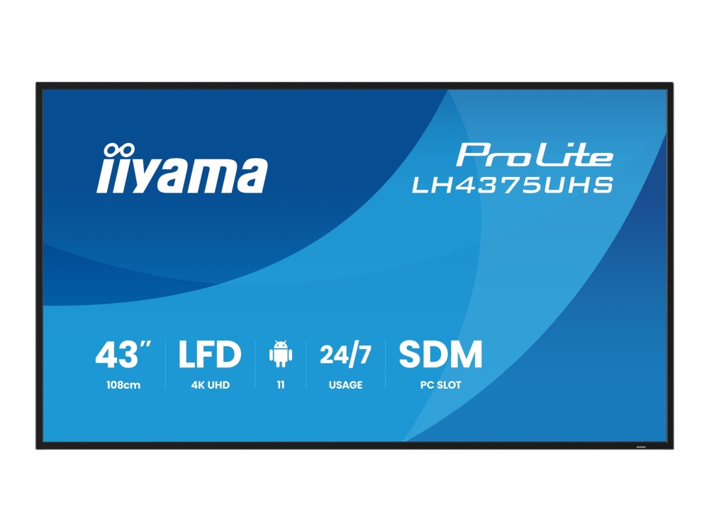 iiyama ProLite LH4375UHS-B2AG - 43 Diagonal klass (42.5 visbar) LED-bakgrundsbelyst LCD-skärm - digital skyltning - med inbyggd mediespelare, SDM Slot PC - 4K UHD (2160p) 3840 x 2160 - svart (ram), matt finish | Datortillbehör - Bildskärmar & Tillbehör - Publika skärmar | GameStuff