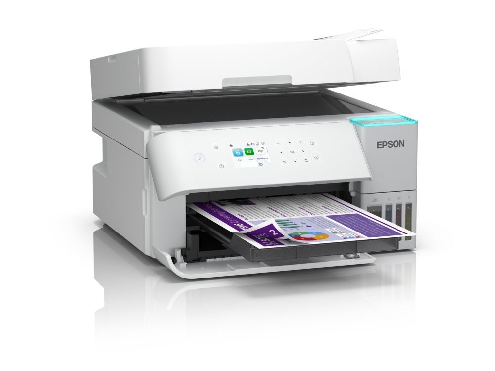 Epson EcoTank ET-3956 - Multifunktionsprinter - farve - blækprinter - ITS - A4/Letter (medie) - op til 12 spm (kopiering) - op til 18 spm (udskriver) - 250 ark - Wi-Fi(ac), USB, LAN - hvid