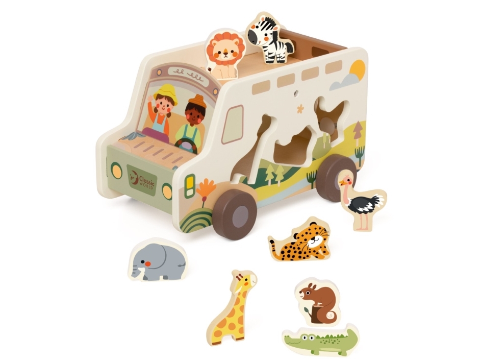 Classic World Wooden Safari Truck Mit Tieren (Ab 18 Monaten)